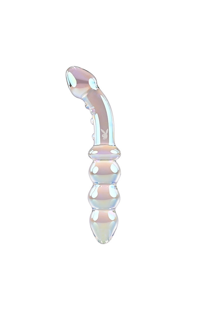 Playboy - Playboy Pleasure Jewels Double Ended Glass Dildo - Iridescent - Stag Shop