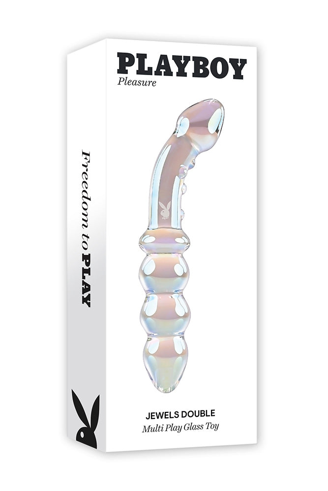 Playboy - Playboy Pleasure Jewels Double Ended Glass Dildo - Iridescent - Stag Shop