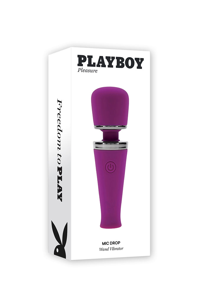 Playboy - Mic Drop Mini Wand Vibrator - Purple - Stag Shop
