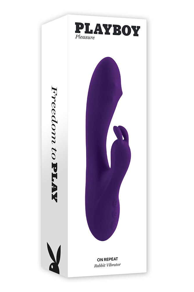 Playboy - On Repeat Beaded Tip Rabbit Vibrator - Purple - Stag Shop