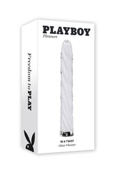 Playboy - In A Twist Glass Vibrator - Clear/White - Stag Shop