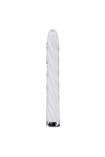 Playboy - In A Twist Glass Vibrator - Clear/White - Stag Shop