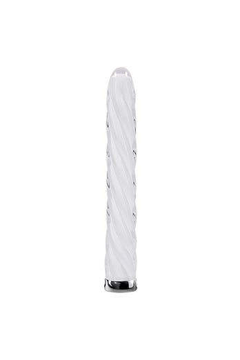 Playboy - In A Twist Glass Vibrator - Clear/White - Stag Shop