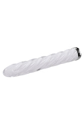 Playboy - In A Twist Glass Vibrator - Clear/White - Stag Shop