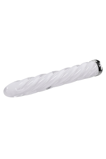 Playboy - In A Twist Glass Vibrator - Clear/White - Stag Shop