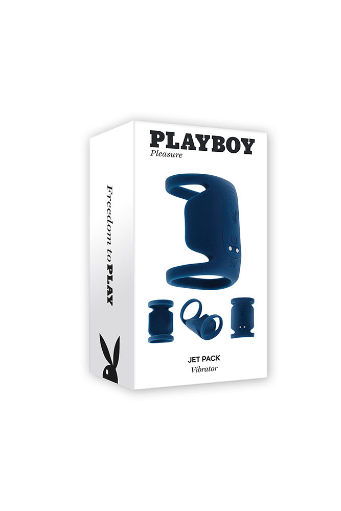 Playboy - Jet Pack Dual Ring Penis Vibrator - Blue - Stag Shop