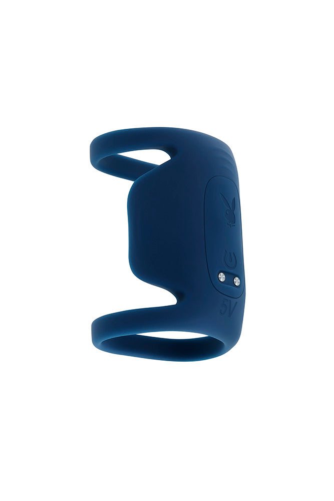 Playboy - Jet Pack Dual Ring Penis Vibrator - Blue - Stag Shop