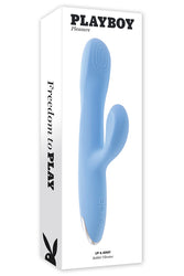 Playboy - Up & Away Thrusting Rabbit Vibrator - Sky Blue - Stag Shop