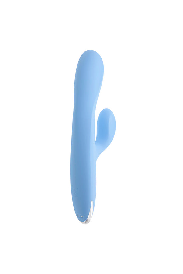 Playboy - Up & Away Thrusting Rabbit Vibrator - Sky Blue - Stag Shop