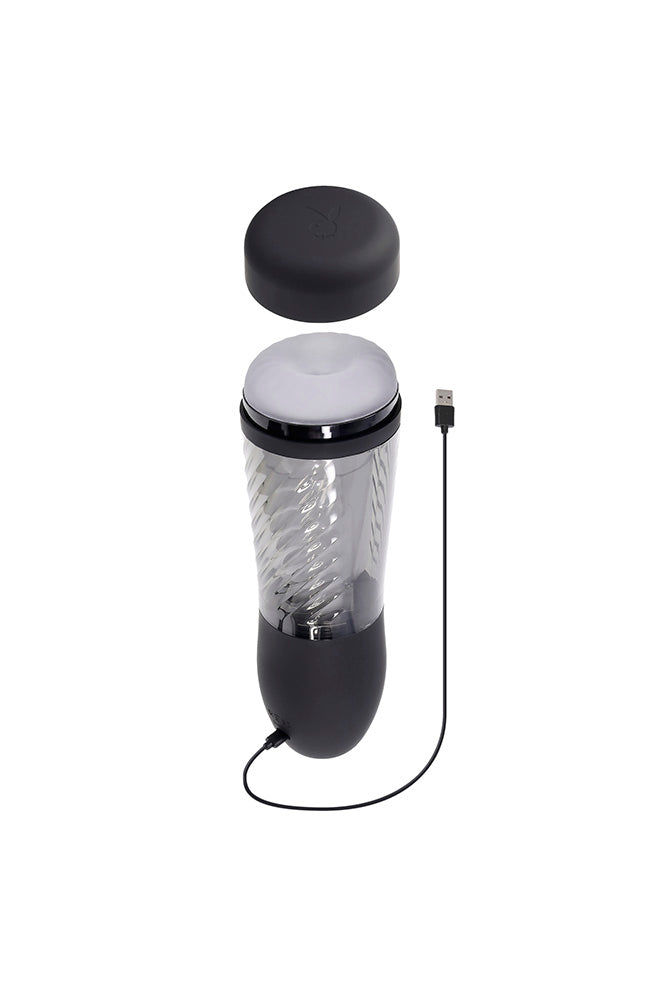 Playboy - Whirlwind Thrusting & Spinning Stroker - Black/Frost - Stag Shop