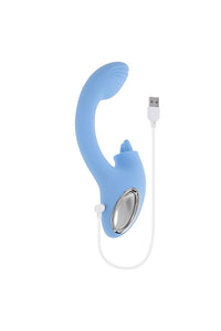 Thumbnail for Playboy - Sapphire Sky Dual Vibrator With Double-Tongued Clitoral Stimulator - Stag Shop