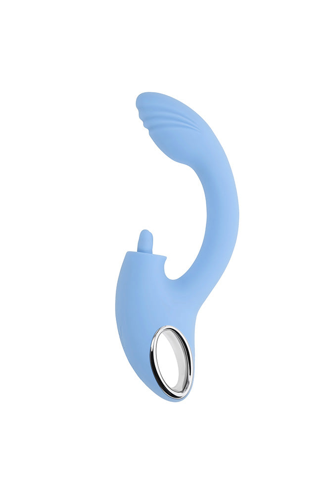 Playboy - Sapphire Sky Dual Vibrator With Double-Tongued Clitoral Stimulator - Stag Shop