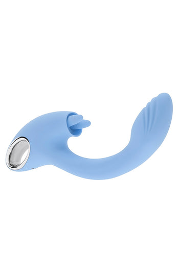 Playboy - Sapphire Sky Dual Vibrator With Double-Tongued Clitoral Stimulator - Stag Shop