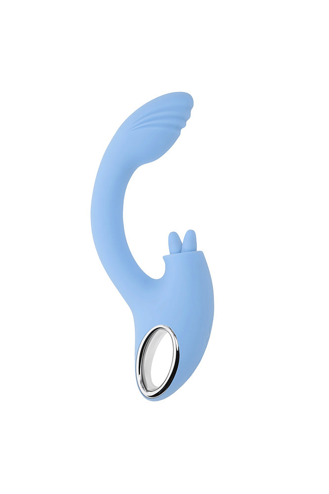 Playboy - Sapphire Sky Dual Vibrator With Double-Tongued Clitoral Stimulator - Stag Shop