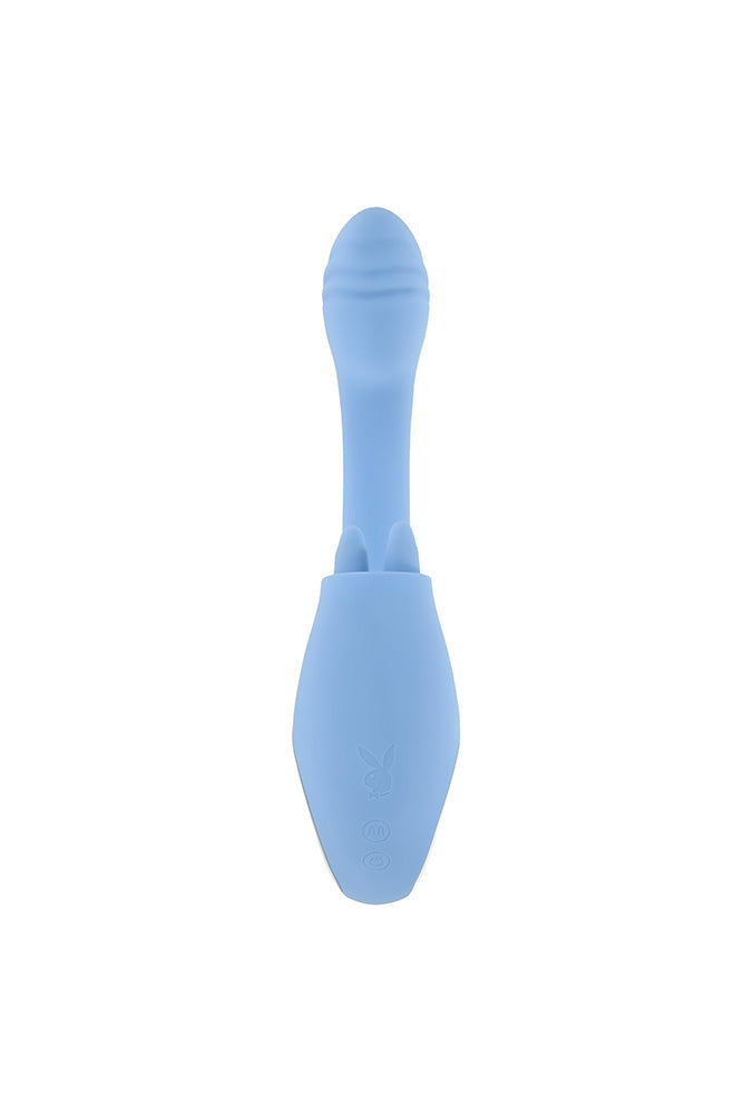 Playboy - Sapphire Sky Dual Vibrator With Double-Tongued Clitoral Stimulator - Stag Shop