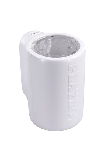 Playboy - Spin Doctor Vibrating & Spinning Stroker - White/Clear - Stag Shop
