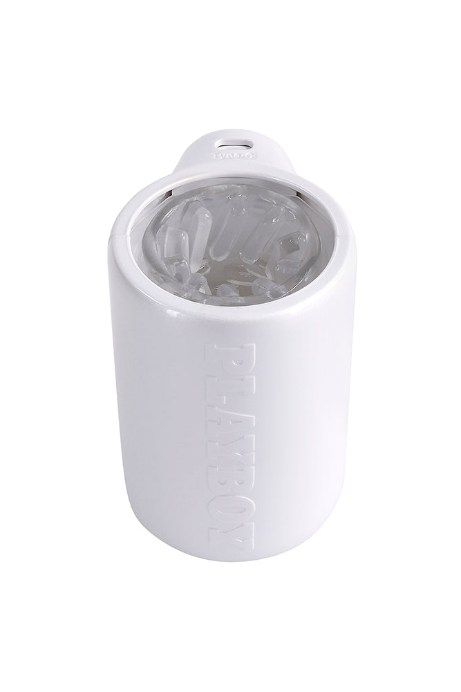 Playboy - Spin Doctor Vibrating & Spinning Stroker - White/Clear - Stag Shop