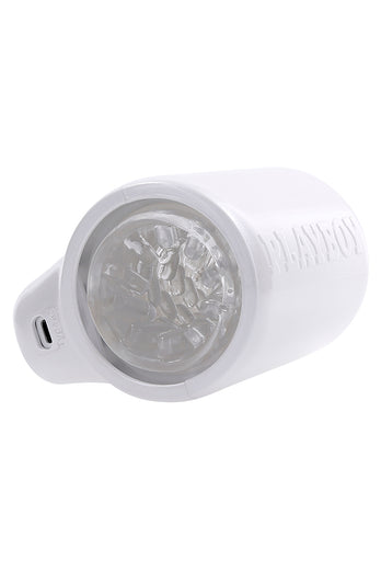 Playboy - Spin Doctor Vibrating & Spinning Stroker - White/Clear - Stag Shop
