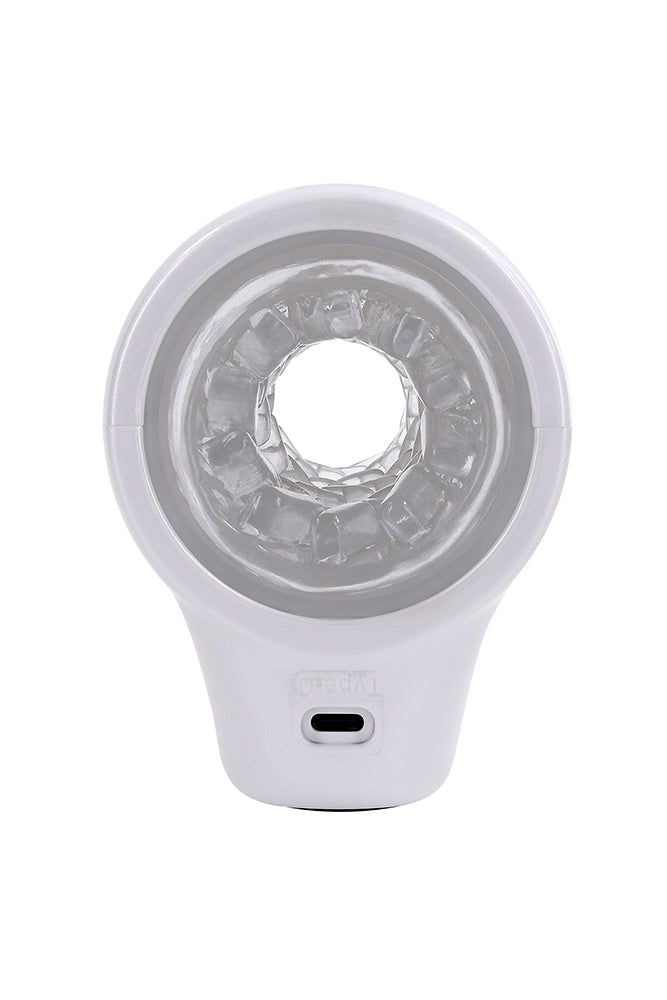 Playboy - Spin Doctor Vibrating & Spinning Stroker - White/Clear - Stag Shop