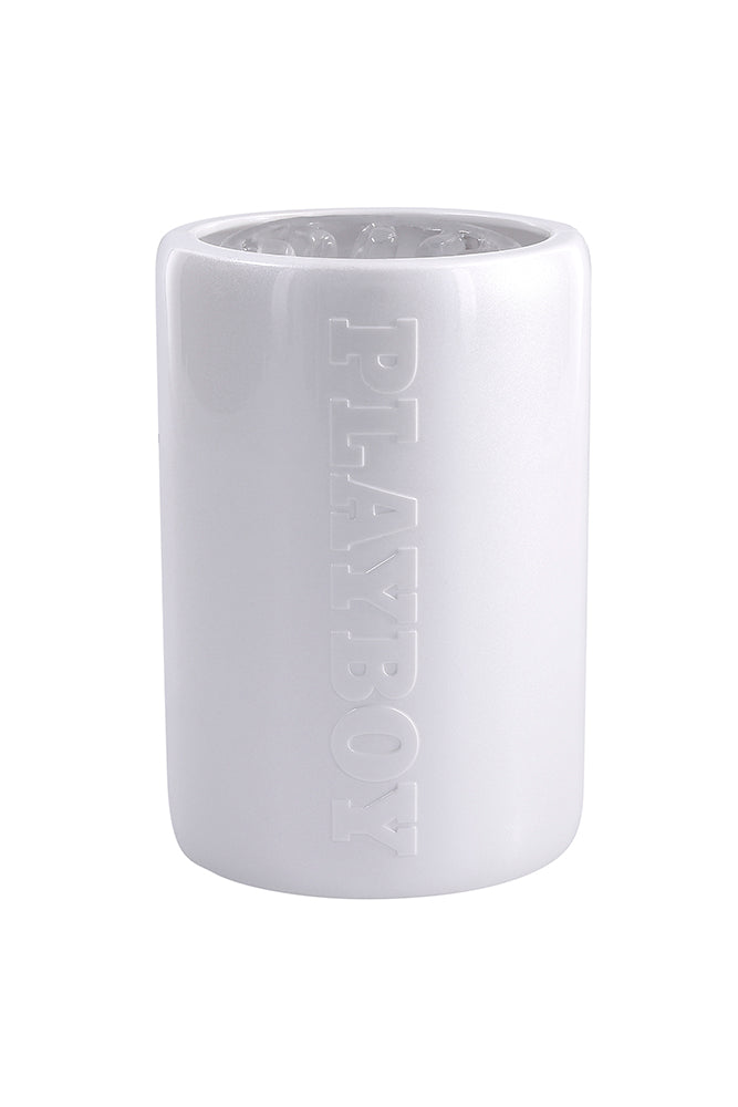 Playboy - Spin Doctor Vibrating & Spinning Stroker - White/Clear - Stag Shop