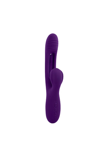 Playboy - The Thrill Rabbit Vibrator With Mid-Shaft Flapper - Purple - Stag Shop