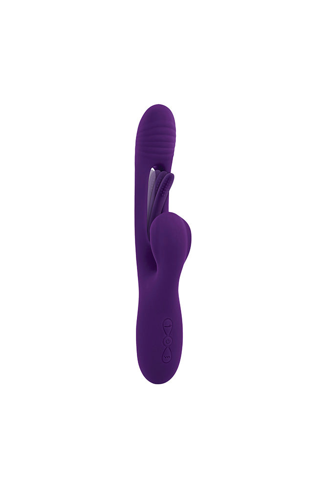 Playboy - The Thrill Rabbit Vibrator With Mid-Shaft Flapper - Purple - Stag Shop