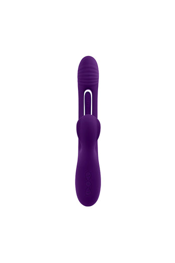 Playboy - The Thrill Rabbit Vibrator With Mid-Shaft Flapper - Purple - Stag Shop