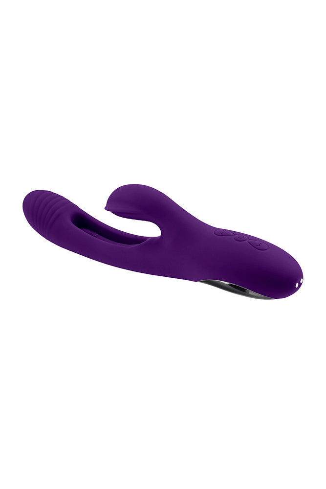 Playboy - The Thrill Rabbit Vibrator With Mid-Shaft Flapper - Purple - Stag Shop