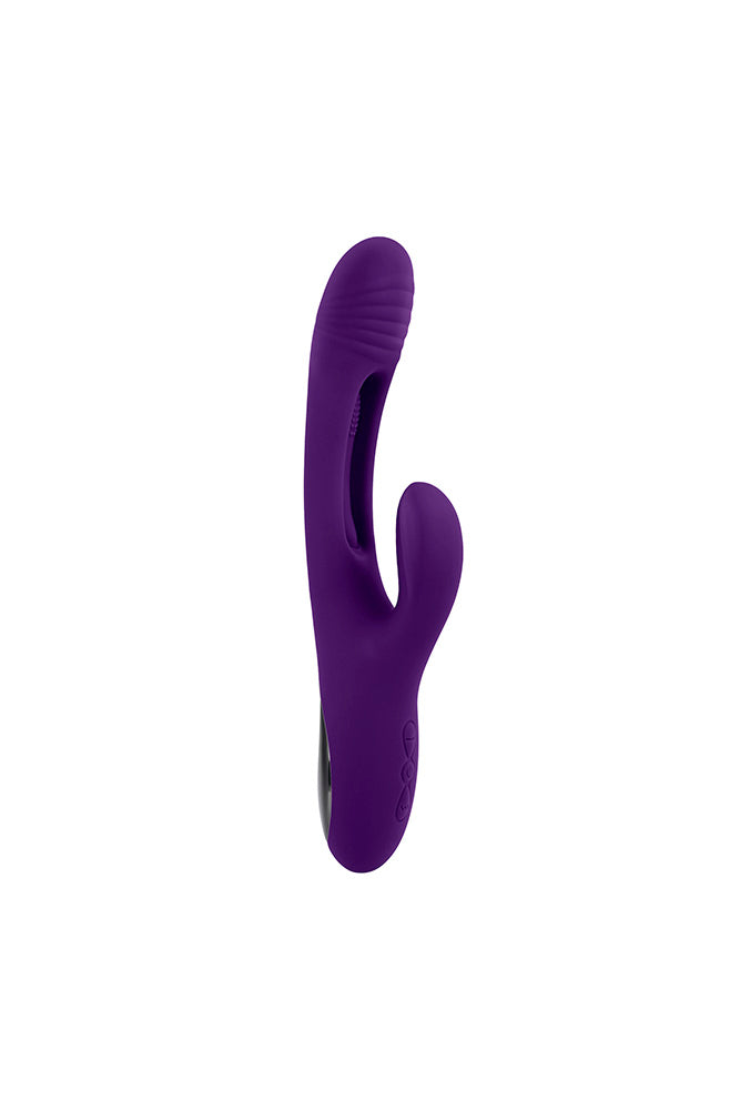 Playboy - The Thrill Rabbit Vibrator With Mid-Shaft Flapper - Purple - Stag Shop