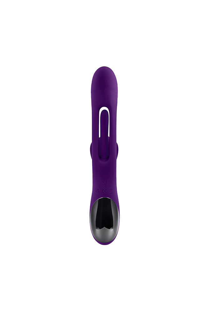Playboy - The Thrill Rabbit Vibrator With Mid-Shaft Flapper - Purple - Stag Shop