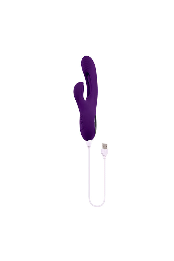 Playboy - The Thrill Rabbit Vibrator With Mid-Shaft Flapper - Purple - Stag Shop