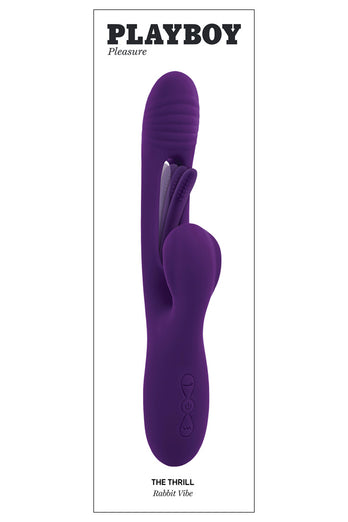 Playboy - The Thrill Rabbit Vibrator With Mid-Shaft Flapper - Purple - Stag Shop
