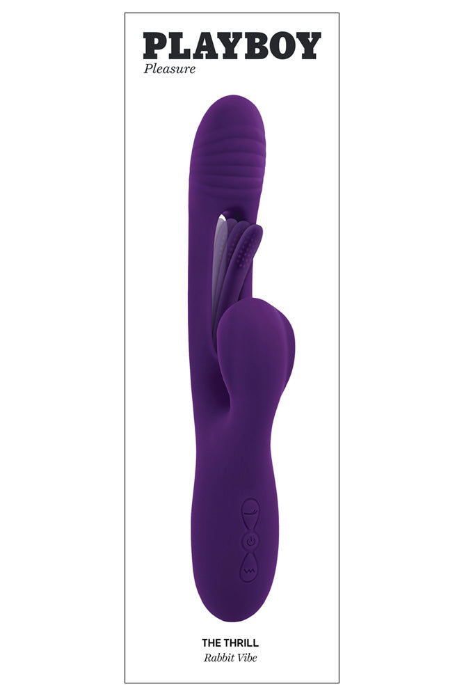 Playboy - The Thrill Rabbit Vibrator With Mid-Shaft Flapper - Purple - Stag Shop