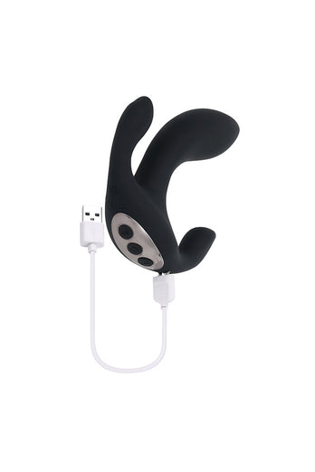 Playboy - Triple Threat Triple Stimulation Vibrator - Black - Stag Shop