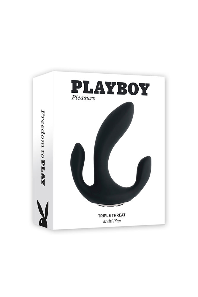 Playboy - Triple Threat Triple Stimulation Vibrator - Black - Stag Shop