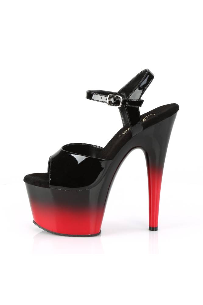 Pleaser USA - Adore 7" Red Ombre Heel with Ankle Strap - Black/Red - Stag Shop