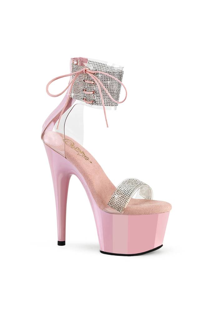 Pleaser USA - Adore 7" Sandal with Rhinestone Ankle Strap - Pink - Stag Shop