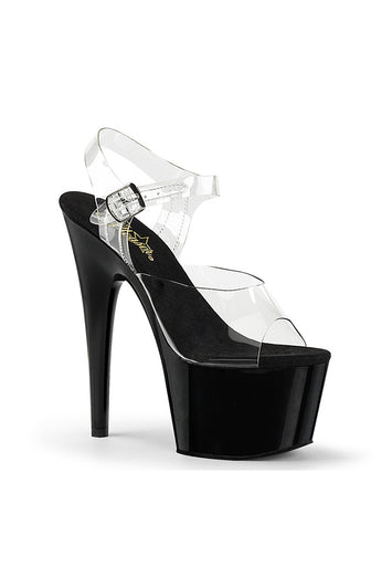 Pleaser USA - Adore 7" Platform Sandals - Clear / Black - Stag Shop