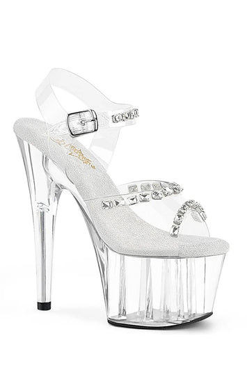 Pleaser USA - Adore 7" Stiletto with Ankle Strap Platform Sandal With Rhinestones - Stag Shop