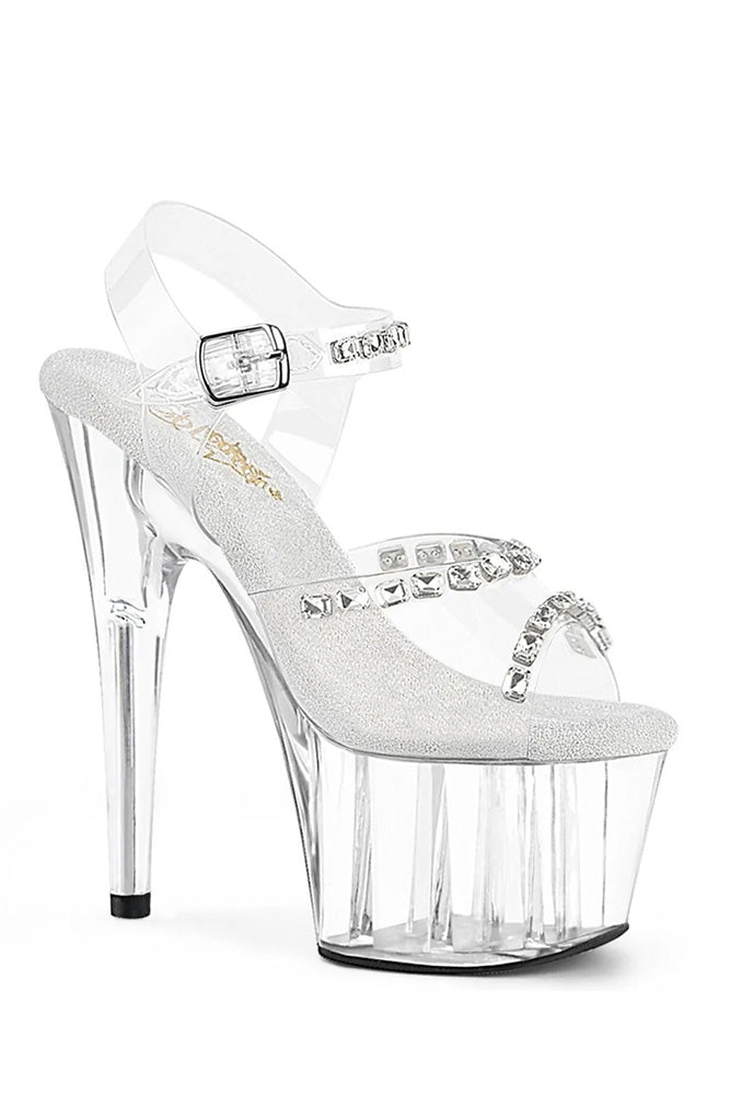 Pleaser USA - Adore 7" Stiletto with Ankle Strap Platform Sandal With Rhinestones - Stag Shop