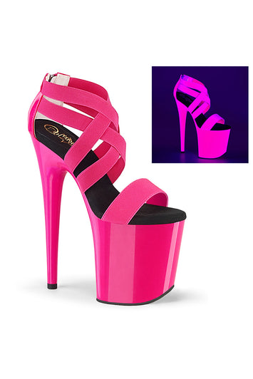 Pleaser USA - Flamingo Strappy UV Reactive Platform Sandal With 8" Heel - Stag Shop