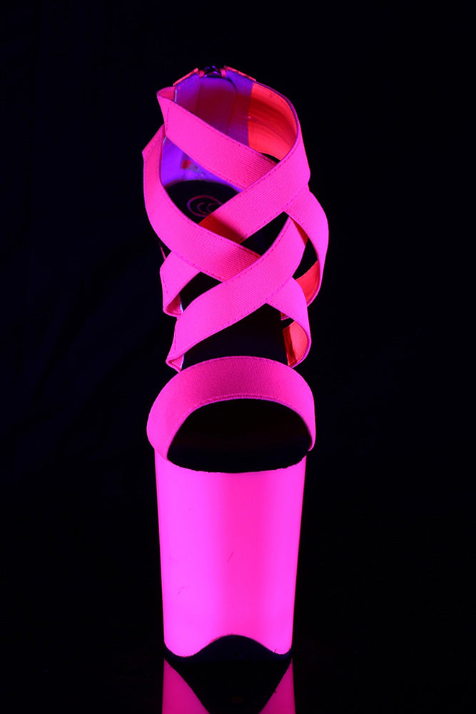 Pleaser USA - Flamingo Strappy UV Reactive Platform Sandal With 8" Heel - Stag Shop