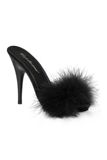 Pleaser USA - Fabulicious - Poise 5" Slides With Marabou Trim - Stag Shop