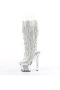 Pleaser USA - Spectator 7 Inch Crystal Fringe Spike Heel Platform - Clear/Silver - Stag Shop