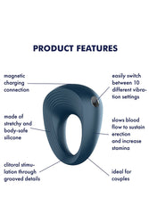 Satisfyer - Power Ring Vibrating Cock Ring - Navy - Stag Shop