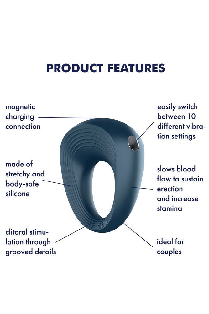 Satisfyer - Power Ring Vibrating Cock Ring - Navy - Stag Shop