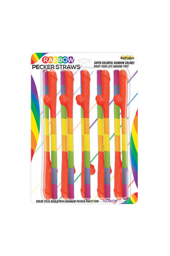 Hott Products - Rainbow Penis Straws - 10 Pack - Stag Shop