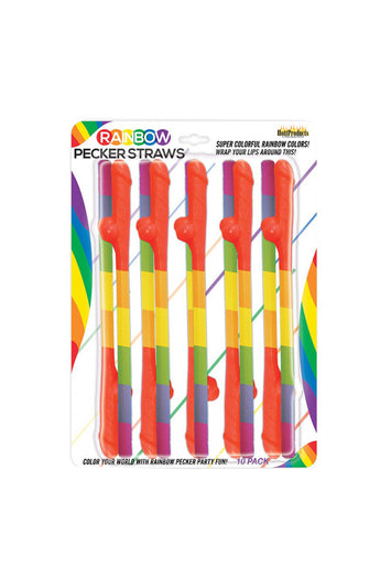 Hott Products - Rainbow Penis Straws - 10 Pack - Stag Shop