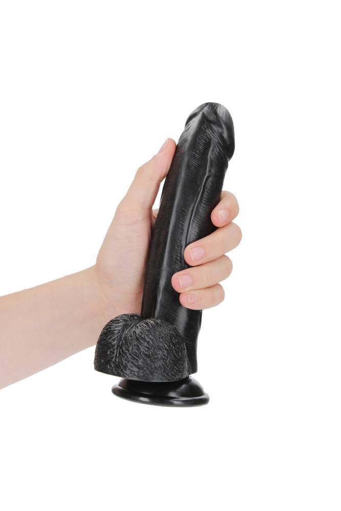 Shots Toys - Real Rock - 8" Curved Dildo with Balls - Various Colours - Stag Shop