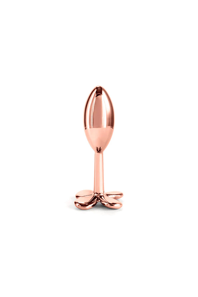 NS Novelties - Rear Assets - Clover Aluminum Butt Plug - Rose Gold - Stag Shop